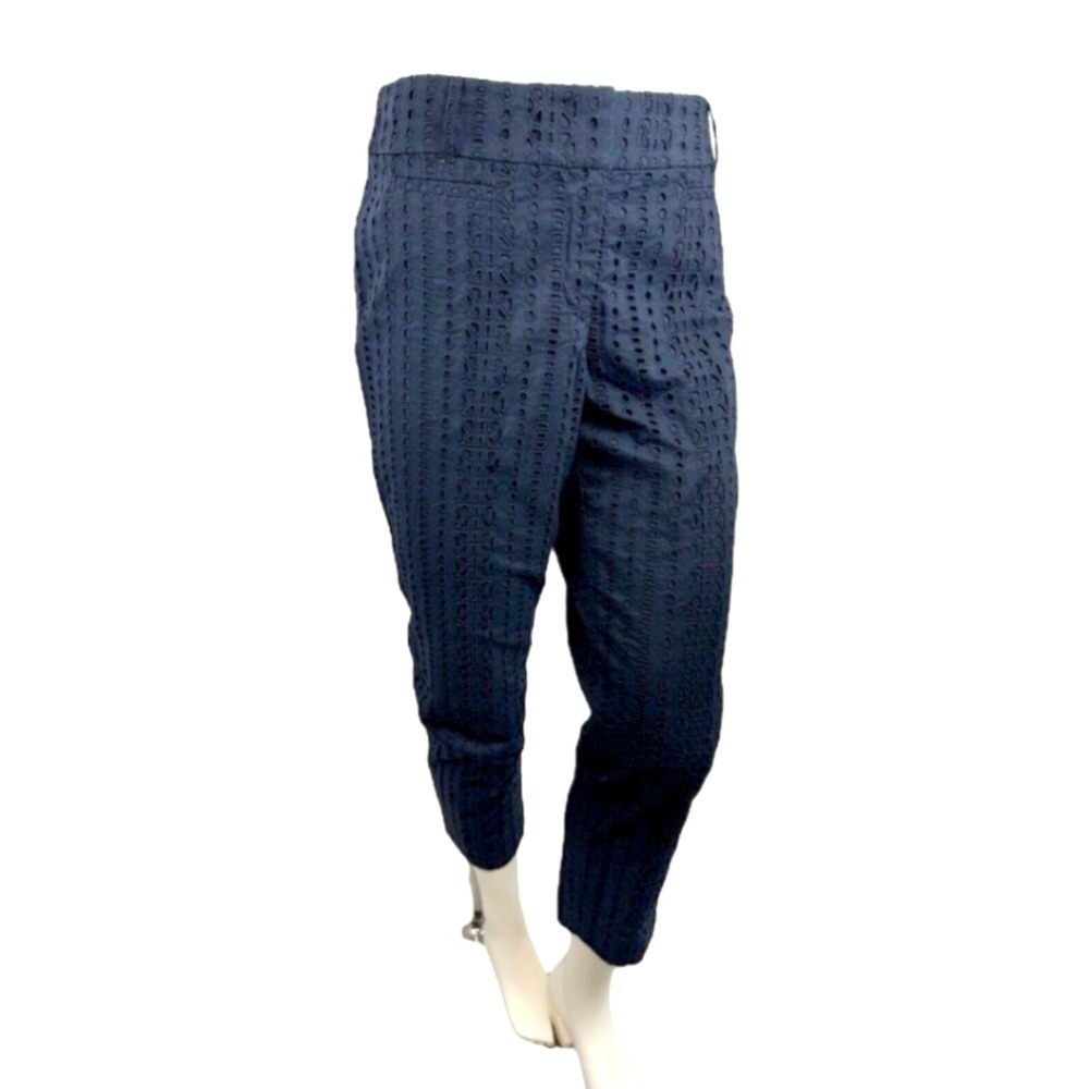 LOFT Julie The Riviera‎ Pants Women's Size 0 Blue Cotton Eyelet Cropped